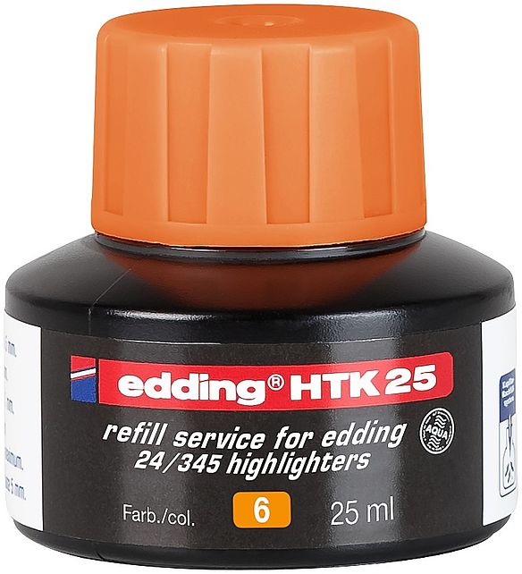 edding HTK 25 Bottled Refill Ink for Highlighter Pens 25ml Orange - 4-HTK25006 - NWT FM SOLUTIONS - YOUR CATERING WHOLESALER