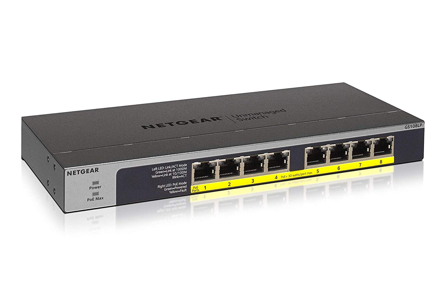 Netgear GS108LP 8 Port Gbit PoE Unmanaged Switch - NWT FM SOLUTIONS - YOUR CATERING WHOLESALER