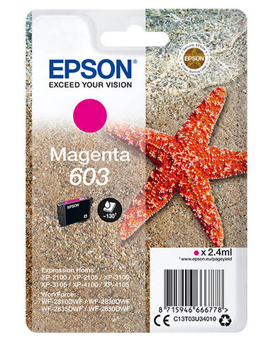 Epson 603 Starfish Magenta Standard Capacity Ink Cartridge 2.4ml - C13T03U34010 - NWT FM SOLUTIONS - YOUR CATERING WHOLESALER