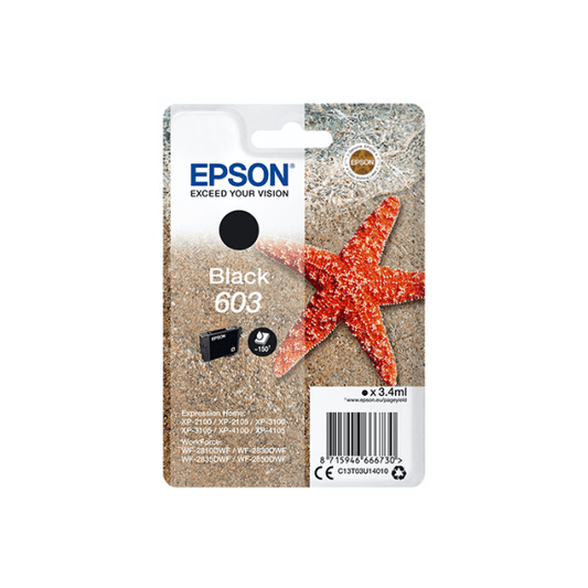 Epson 603 Starfish Black Standard Capacity Ink Cartridge 3.4ml - C13T03U14010 - NWT FM SOLUTIONS - YOUR CATERING WHOLESALER