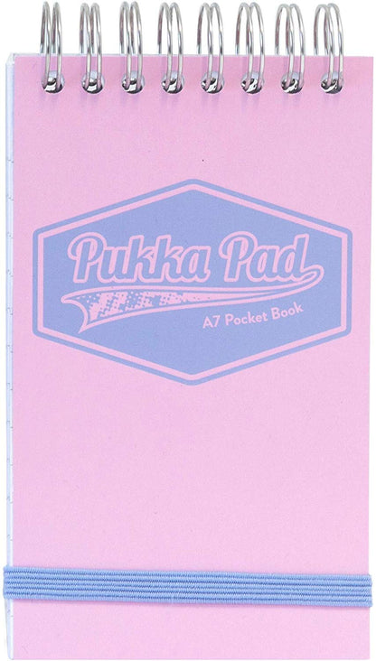 Pukka A7 Wirebound Card Cover Pocket Notebook Ruled 100 Pages Pastel Blue/Pink/Mint (Pack 6) - 8903-PST