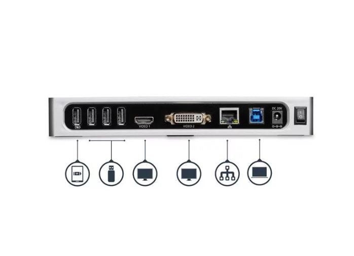 StarTech.com USB 3 Dual Monitor Dock HDMI DVI VGA