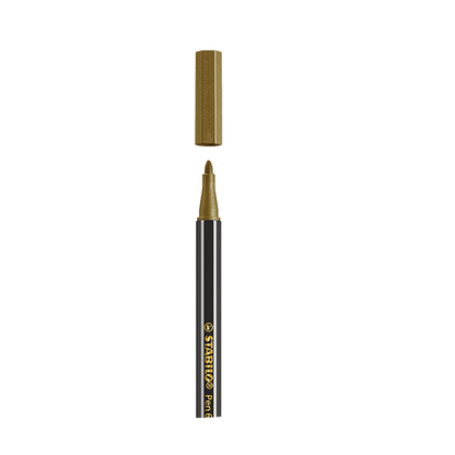 STABILO Pen 68 Metallic Fibre Tip Pen 1.4mm Line Gold/Silver/Copper (Pack 3) - B-53046-10