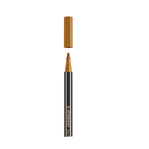 STABILO Pen 68 Metallic Fibre Tip Pen 1.4mm Line Gold/Silver/Copper (Pack 3) - B-53046-10