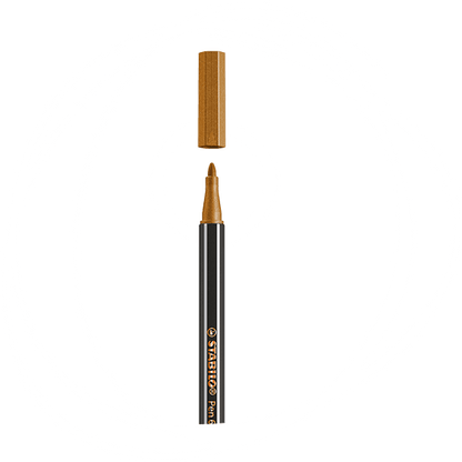 STABILO Pen 68 Metallic Fibre Tip Pen 1.4mm Line Gold/Silver/Copper (Pack 3) - B-53046-10