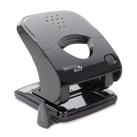 Rapesco Eco X5-40ps Less Effort 2 Hole Punch Plastic Black - 1525 - NWT FM SOLUTIONS - YOUR CATERING WHOLESALER