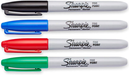 Sharpie Permanent Marker Fine Tip 0.9mm Line Assorted Standard Colours (Pack 4) - 1985858