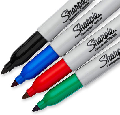 Sharpie Permanent Marker Fine Tip 0.9mm Line Assorted Standard Colours (Pack 4) - 1985858