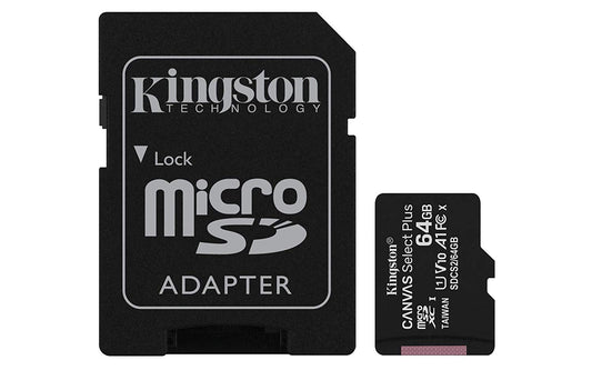 Kingston Technology Canvas Select Plus 64GB MicroSDHC Memory Card and Adapter - NWT FM SOLUTIONS - YOUR CATERING WHOLESALER