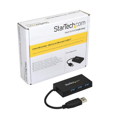 StarTech.com 4 Port USB 3.0 Hub 3x USB A and 1x USBC