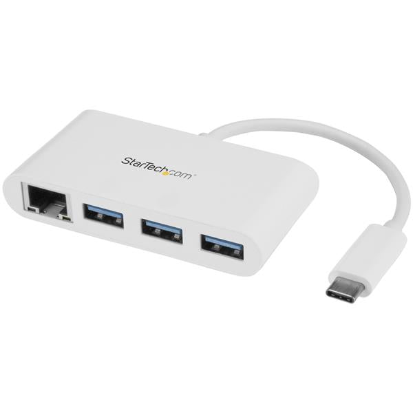 StarTech.com 3 Port USB3 Hub GbE USBC to 3xUSBA White - NWT FM SOLUTIONS - YOUR CATERING WHOLESALER