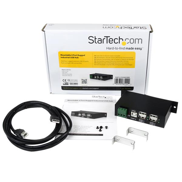 StarTech.com Mountable 4 Port Rugged Ind USB Hub ESD