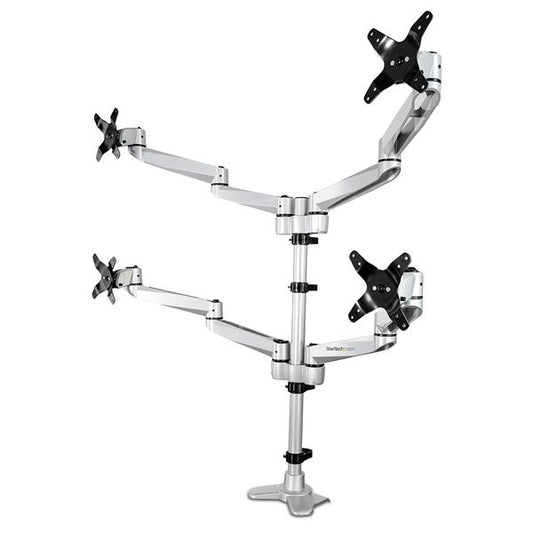 StarTech.com Up to 27in Quad Monitor Mount Silver - NWT FM SOLUTIONS - YOUR CATERING WHOLESALER