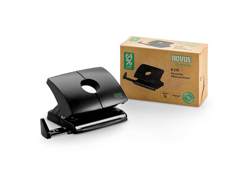 Novus renew B 216 2 Hole Punch Plastic 16 Sheet Black - NOV025-0636