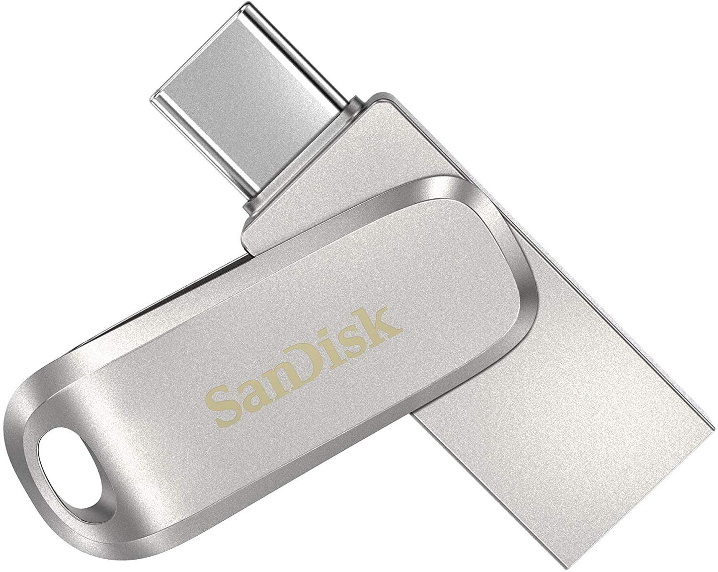 SanDisk Ultra Dual Drive Luxe 128GB USB C USB A Stainless Steel Flash Drive