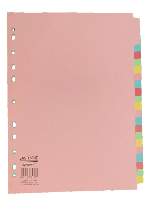 ValueX Divider 20 Part A4 155gsm Card Assorted Colours - 80005DENT - NWT FM SOLUTIONS - YOUR CATERING WHOLESALER