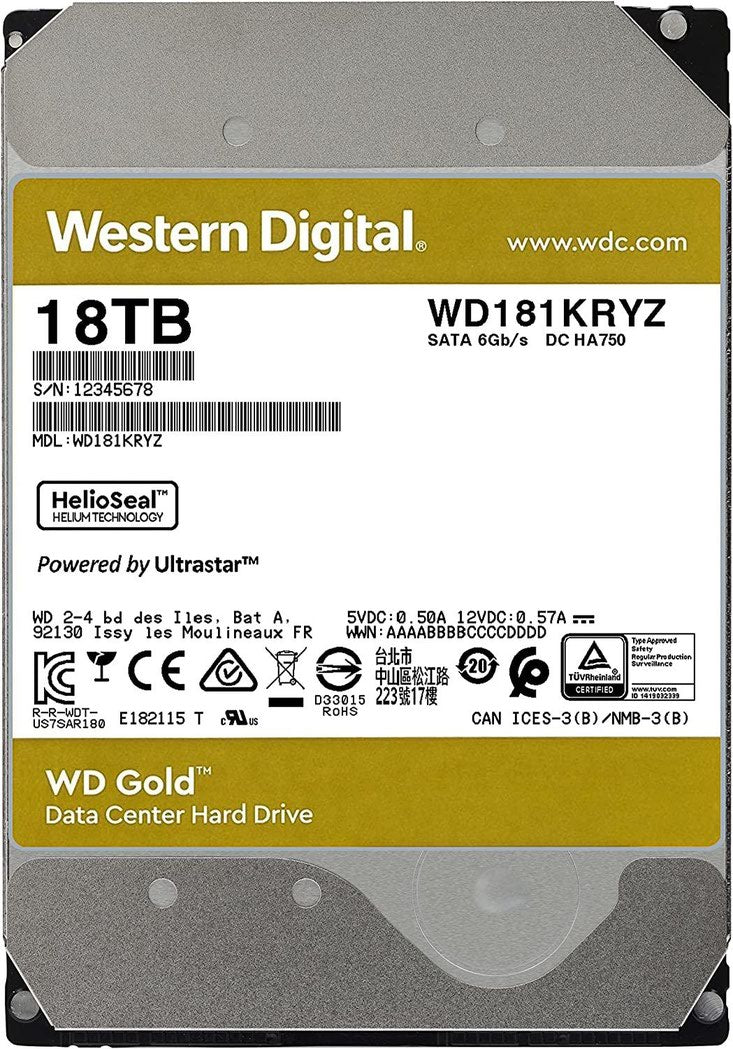 Western Digital Gold 18TB 3.5 Inch SATA Internal Hard Drive