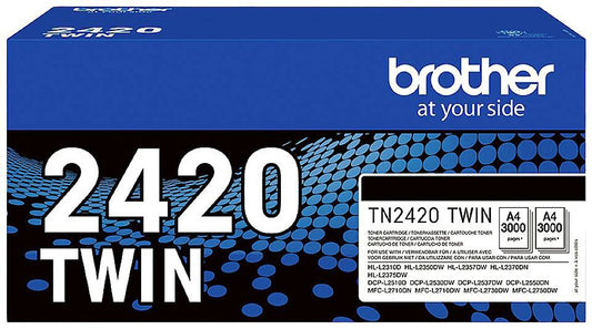 Brother Black Toner Cartridge Twin Pack 2 x 3k pages (Pack 2) - TN2420TWIN - NWT FM SOLUTIONS - YOUR CATERING WHOLESALER