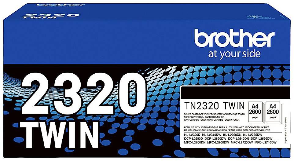 Brother Black Toner Cartridge Twin Pack 2 x 2.6k pages (Pack 2) - TN2320TWIN - NWT FM SOLUTIONS - YOUR CATERING WHOLESALER