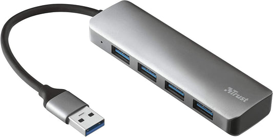 Trust Halyx Aluminium 4 Port USB 3.2 Hub Grey - NWT FM SOLUTIONS - YOUR CATERING WHOLESALER