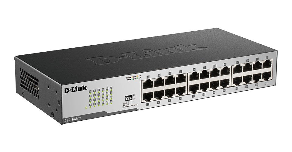 D Link DGS1024DB 24 Port Gigabit Unmanaged Ethernet Layer 2 Desktop Switch