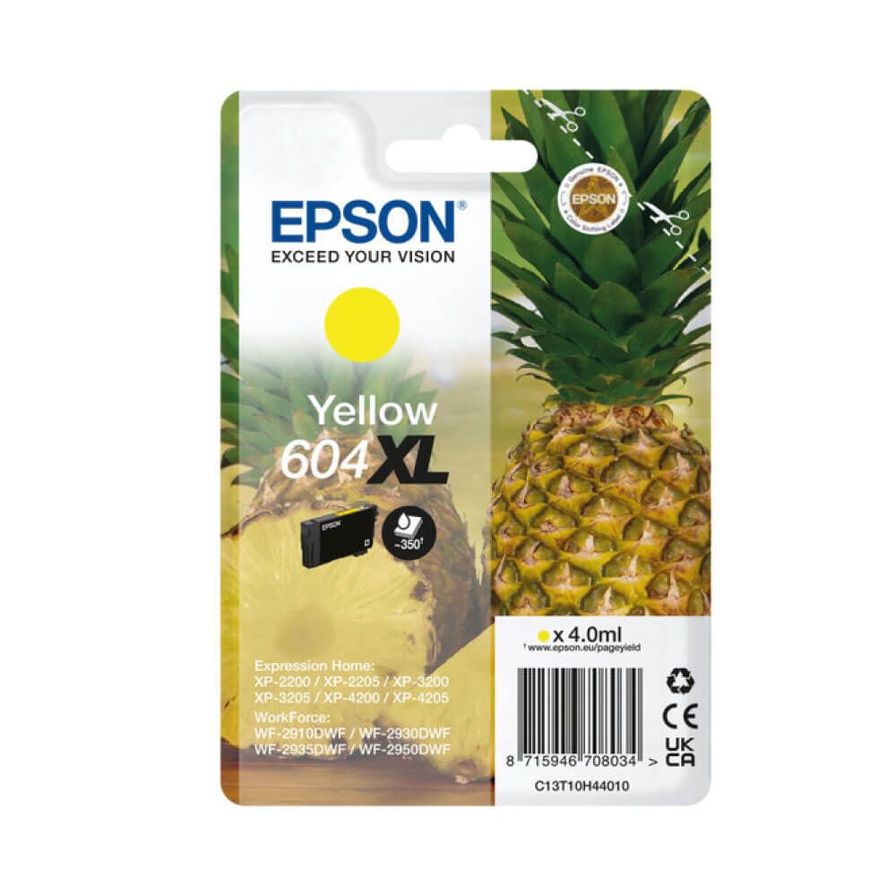 Epson Pineapple 604 Yellow High Capacity Ink Cartridge 4ml - C13T10H44010 - NWT FM SOLUTIONS - YOUR CATERING WHOLESALER