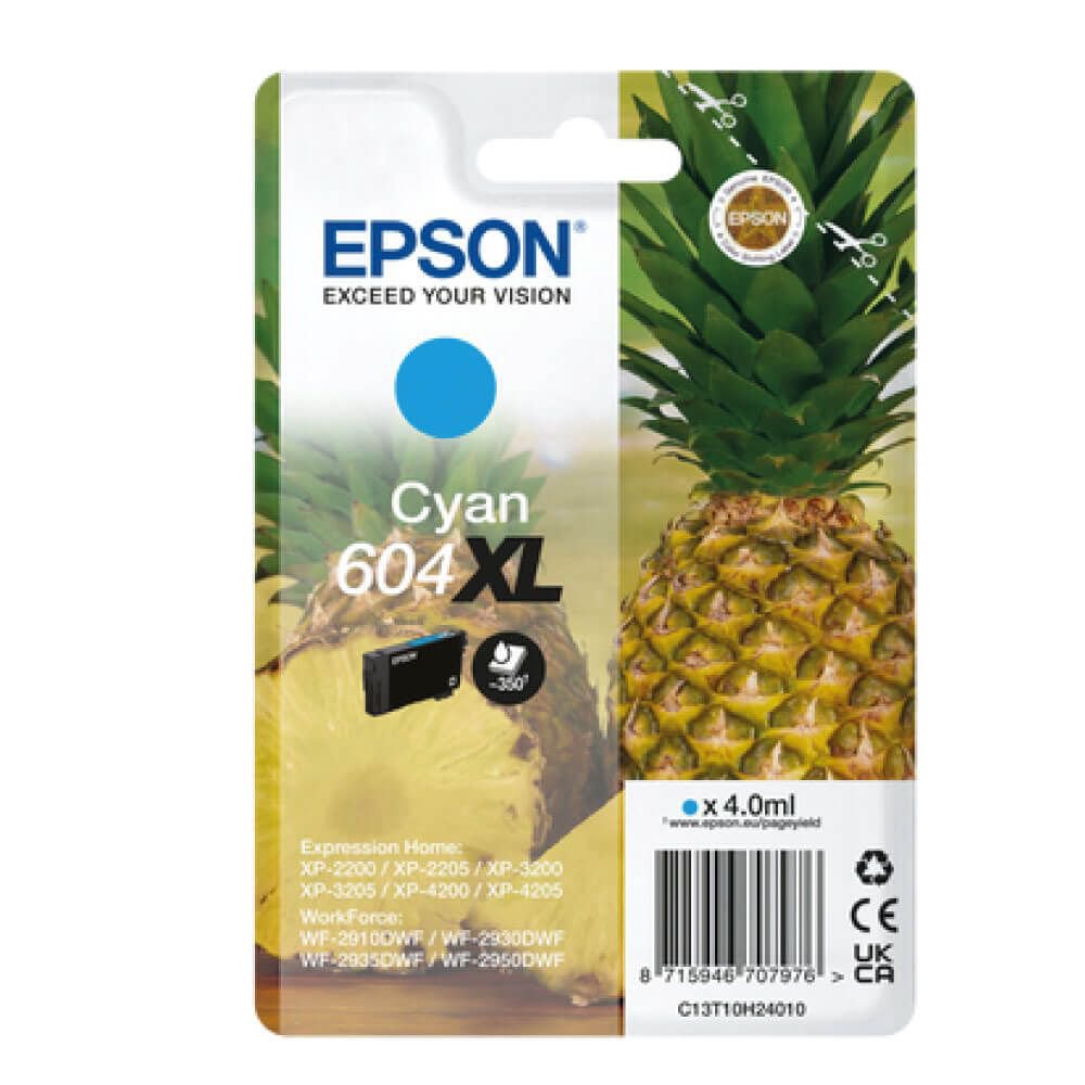 Epson Pineapple 604 Cyan High Capacity Ink Cartridge 4ml - C13T10H24010 - NWT FM SOLUTIONS - YOUR CATERING WHOLESALER