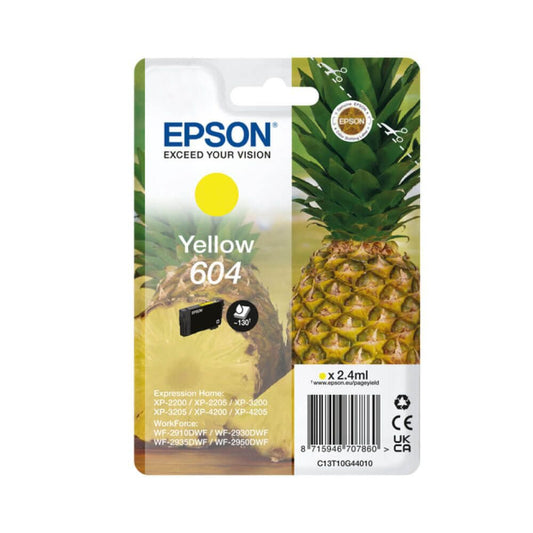 Epson Pineapple 604 Yellow Standard Capacity Ink Cartridge 2.4ml - C13T10G44010 - NWT FM SOLUTIONS - YOUR CATERING WHOLESALER