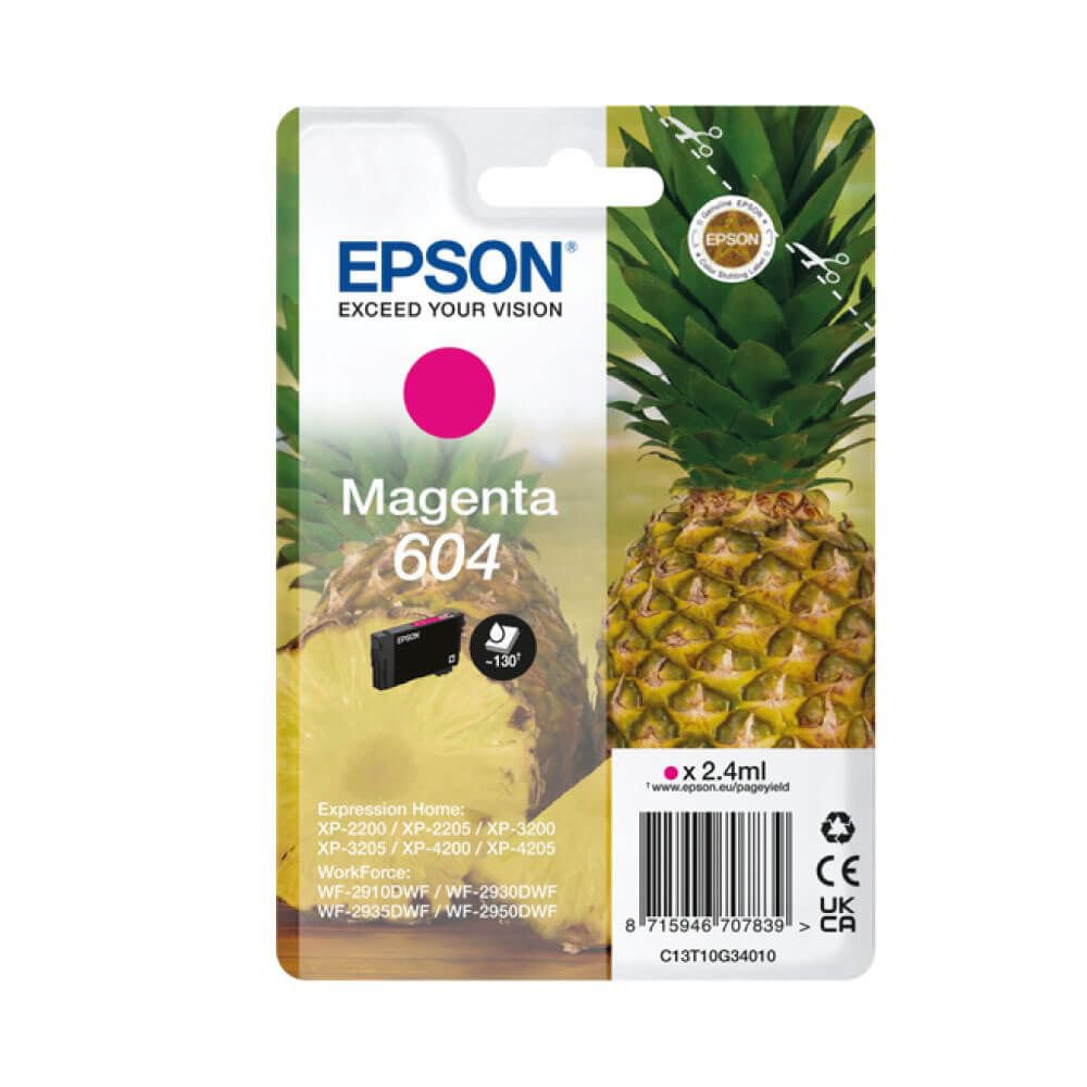 Epson Pineapple 604 Magenta Standard Capacity Ink Cartridge 2.4ml - C13T10G34010 - NWT FM SOLUTIONS - YOUR CATERING WHOLESALER