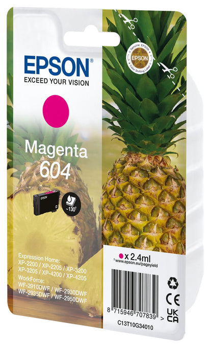 Epson Pineapple 604 Magenta Standard Capacity Ink Cartridge 2.4ml - C13T10G34010