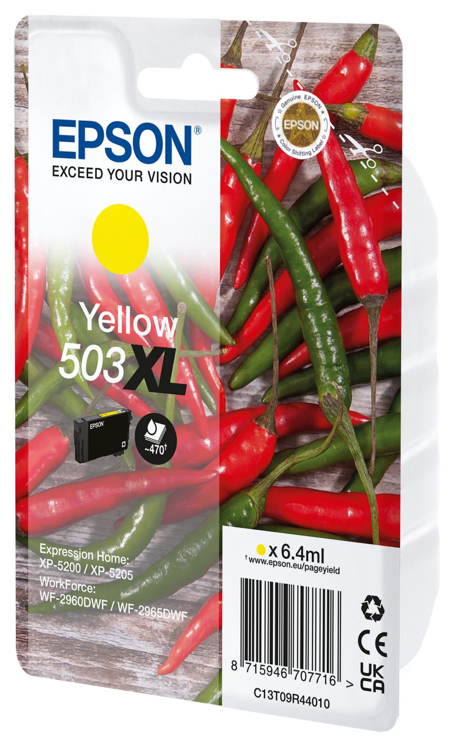 Epson Chillies 503 Yellow High Capacity Ink Cartridge 6.4ml - C13T09R44010