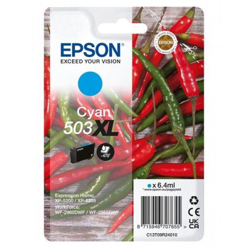 Epson Chillies 503 Cyan High Capacity Ink Cartridge 6.4ml - C13T09R24010 - NWT FM SOLUTIONS - YOUR CATERING WHOLESALER