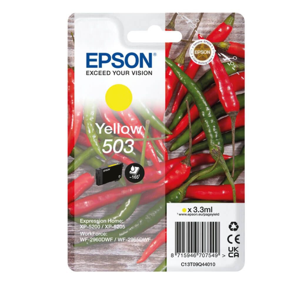 Epson Chillies 503 Yellow Standard Capacity Ink Cartridge 3.3ml - C13T09Q44010 - NWT FM SOLUTIONS - YOUR CATERING WHOLESALER