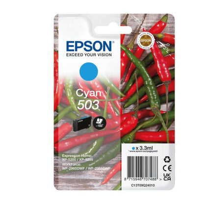 Epson Chillies 503 Cyan Standard Capacity Ink Cartridge 3.3 - C13T09Q24010 - NWT FM SOLUTIONS - YOUR CATERING WHOLESALER