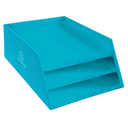 Teksto Letter Tray Cardboard 3 Level Turquoise 13457D - NWT FM SOLUTIONS - YOUR CATERING WHOLESALER