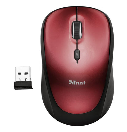 Trust Yvi 1600 DPI Wireless Optical Mouse Red - NWT FM SOLUTIONS - YOUR CATERING WHOLESALER