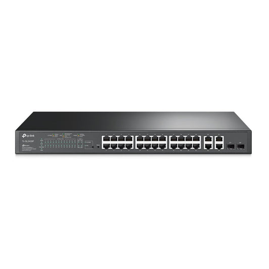 TP Link JetStream 28 Port 10 100Mbps Gigabit Smart Switch with 24 PoE Plus Ports - NWT FM SOLUTIONS - YOUR CATERING WHOLESALER