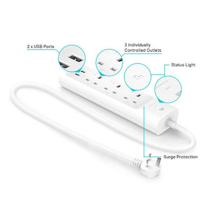 TP Link 3 Outlet Smart WiFi Power Strip with 2 USB Ports
