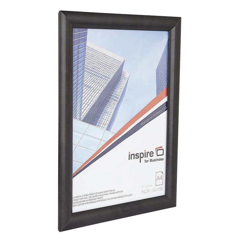 Hampton Frames A4 Non Glass Frame Black Aluminium SNAPA4BLK