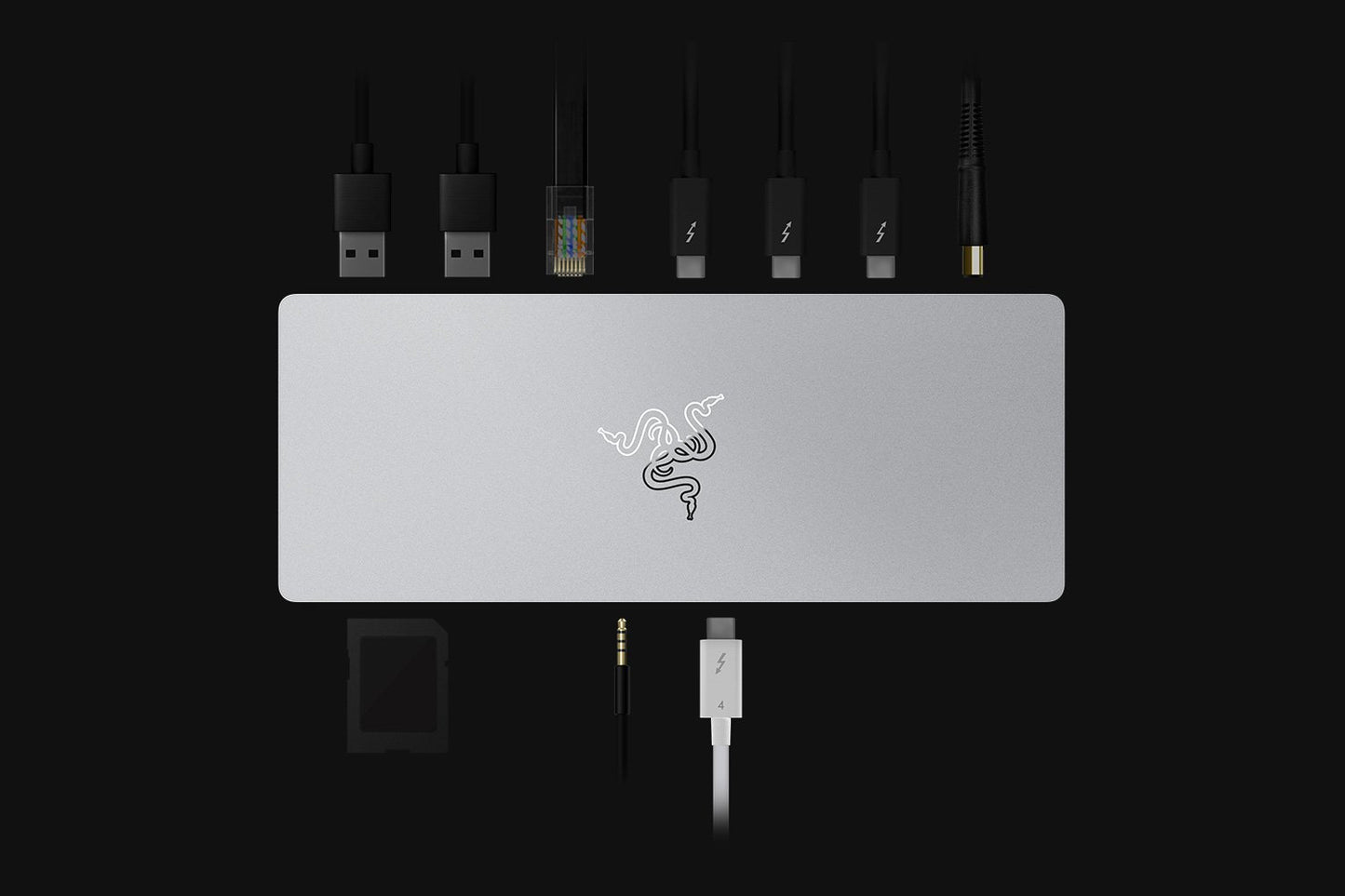 Razer Thunderbolt 4 Dock Chroma Premium Hub with RGB Lighting for Windows and Mac Mercury White