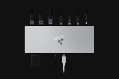 Razer Thunderbolt 4 Dock Chroma Premium Hub with RGB Lighting for Windows and Mac Mercury White