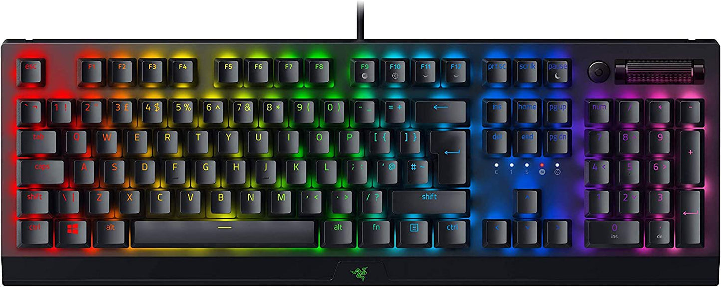 Razer BlackWidow V3 Green Switch USB QWERTY UK English Layout Keyboard Black - NWT FM SOLUTIONS - YOUR CATERING WHOLESALER