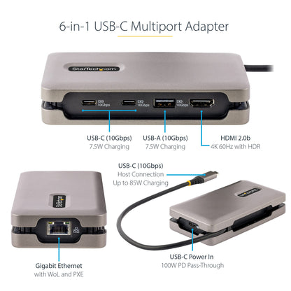StarTech.com USB-C Multiport Adapter 4K 60Hz HDMI PD