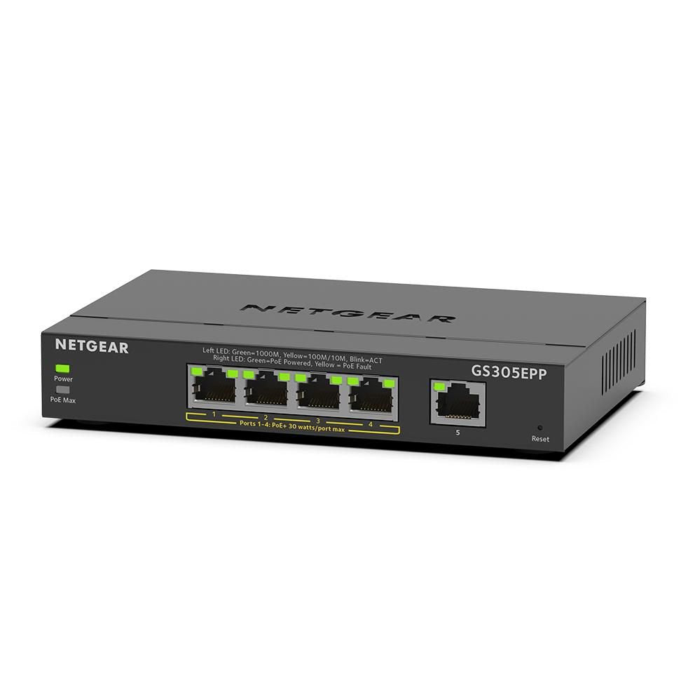 Netgear GS305EPP 5 Port Managed L3 Gigabit Power Over Ethernet Network Switch - NWT FM SOLUTIONS - YOUR CATERING WHOLESALER