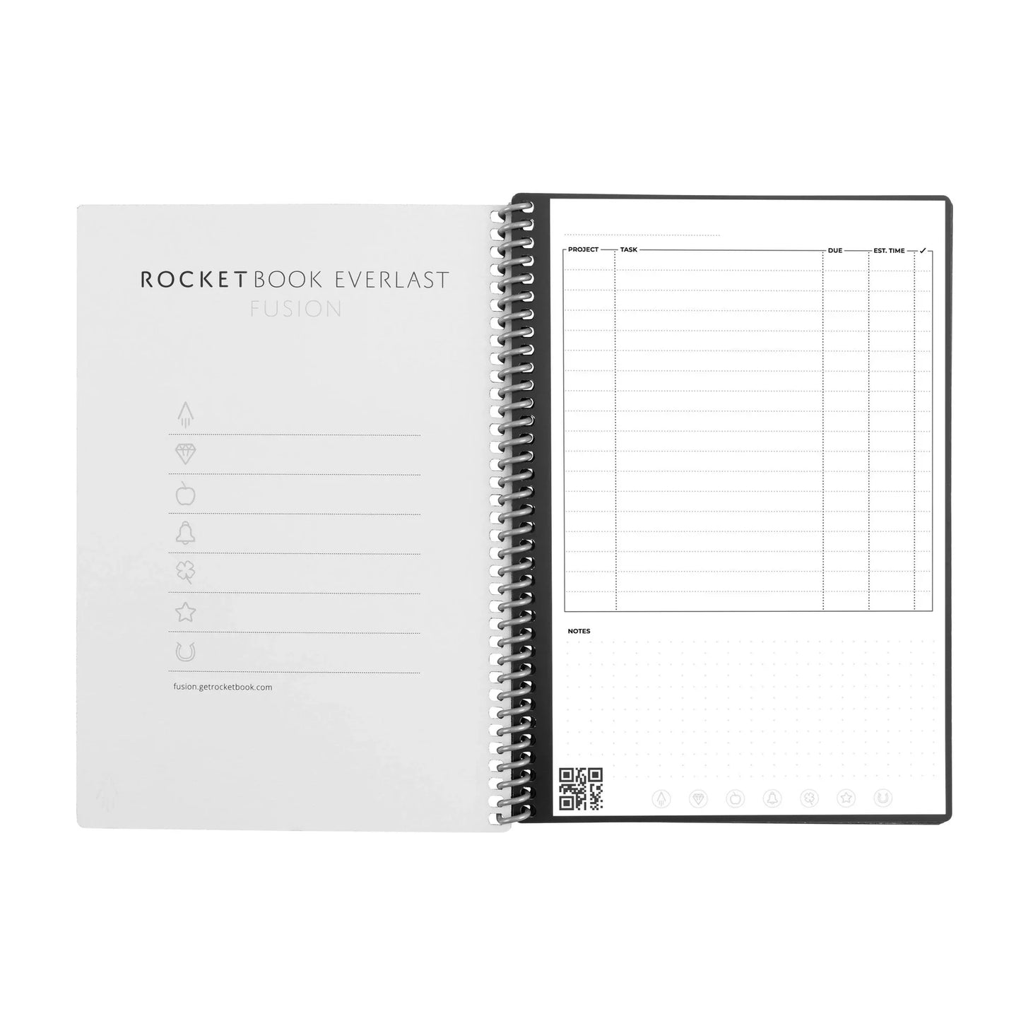 Rocketbook Fusion Executive A5 Reusable Smart Notebook 42 Multi-Format Style Pages Black 515902