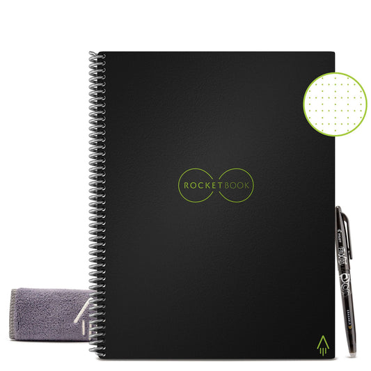 Rocketbook Core Letter A4 Reusable Smart Notebook 32 Pages Dot Grid Black 515906 - NWT FM SOLUTIONS - YOUR CATERING WHOLESALER