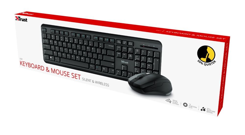 Trust ODY Wireless English QWERTY Silent Keyboard and Mouse UK