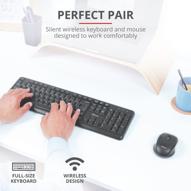 Trust ODY Wireless English QWERTY Silent Keyboard and Mouse UK