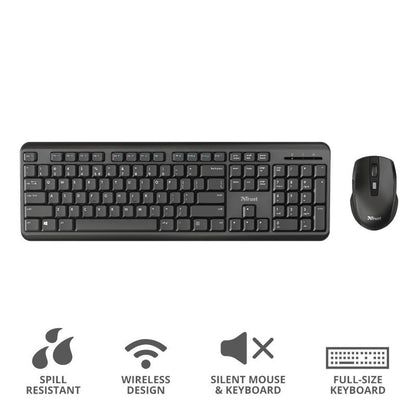 Trust ODY Wireless English QWERTY Silent Keyboard and Mouse UK