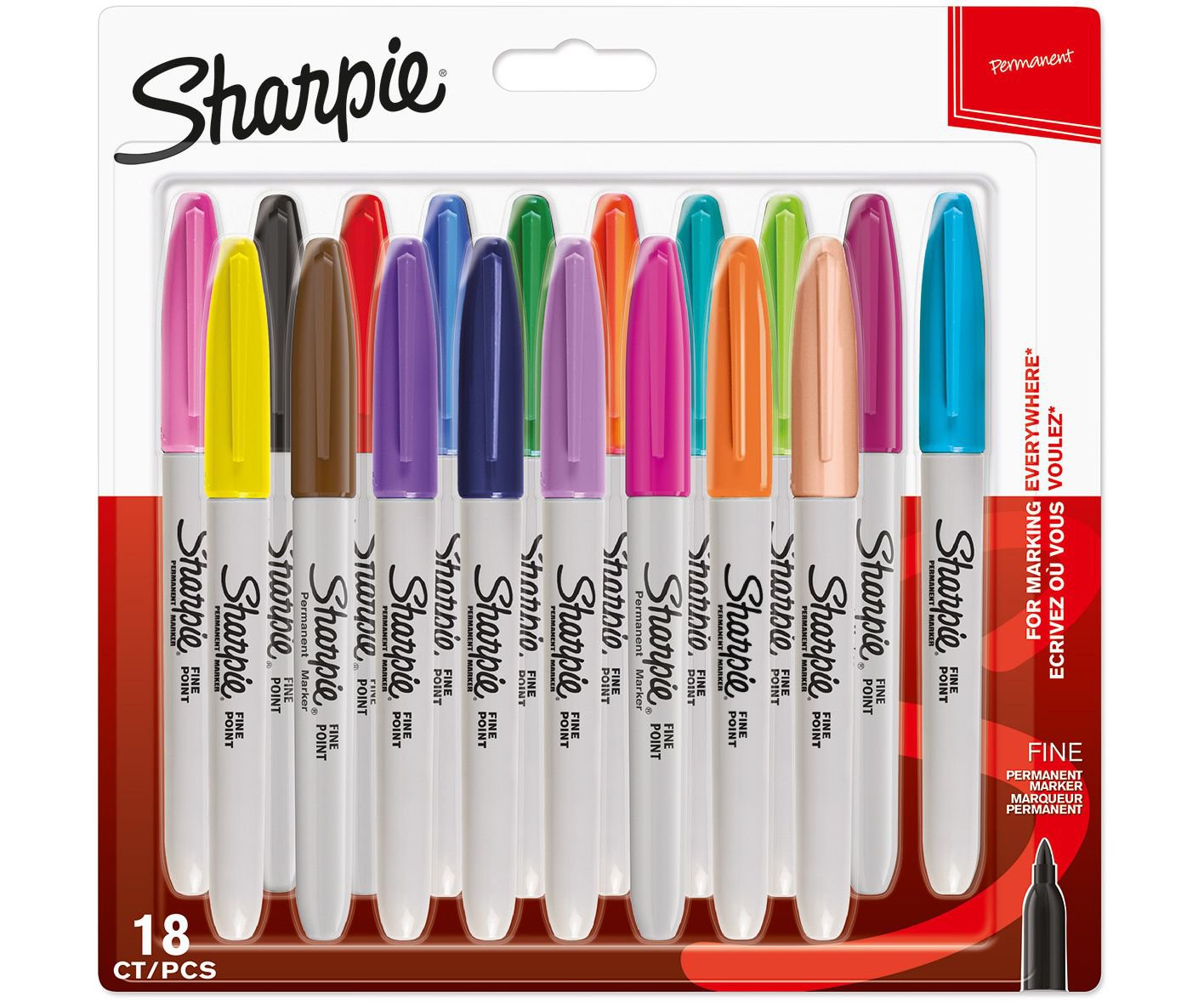 Sharpie Permanent Fine Markers Assorted Fun Colours (Pack 18) 1996112 - NWT FM SOLUTIONS - YOUR CATERING WHOLESALER